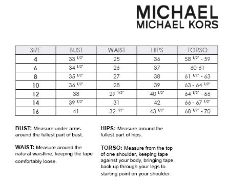 michael kors swimsuit size chart.